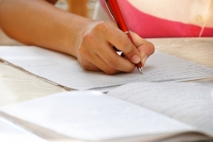 Schoolgirl doing her homework